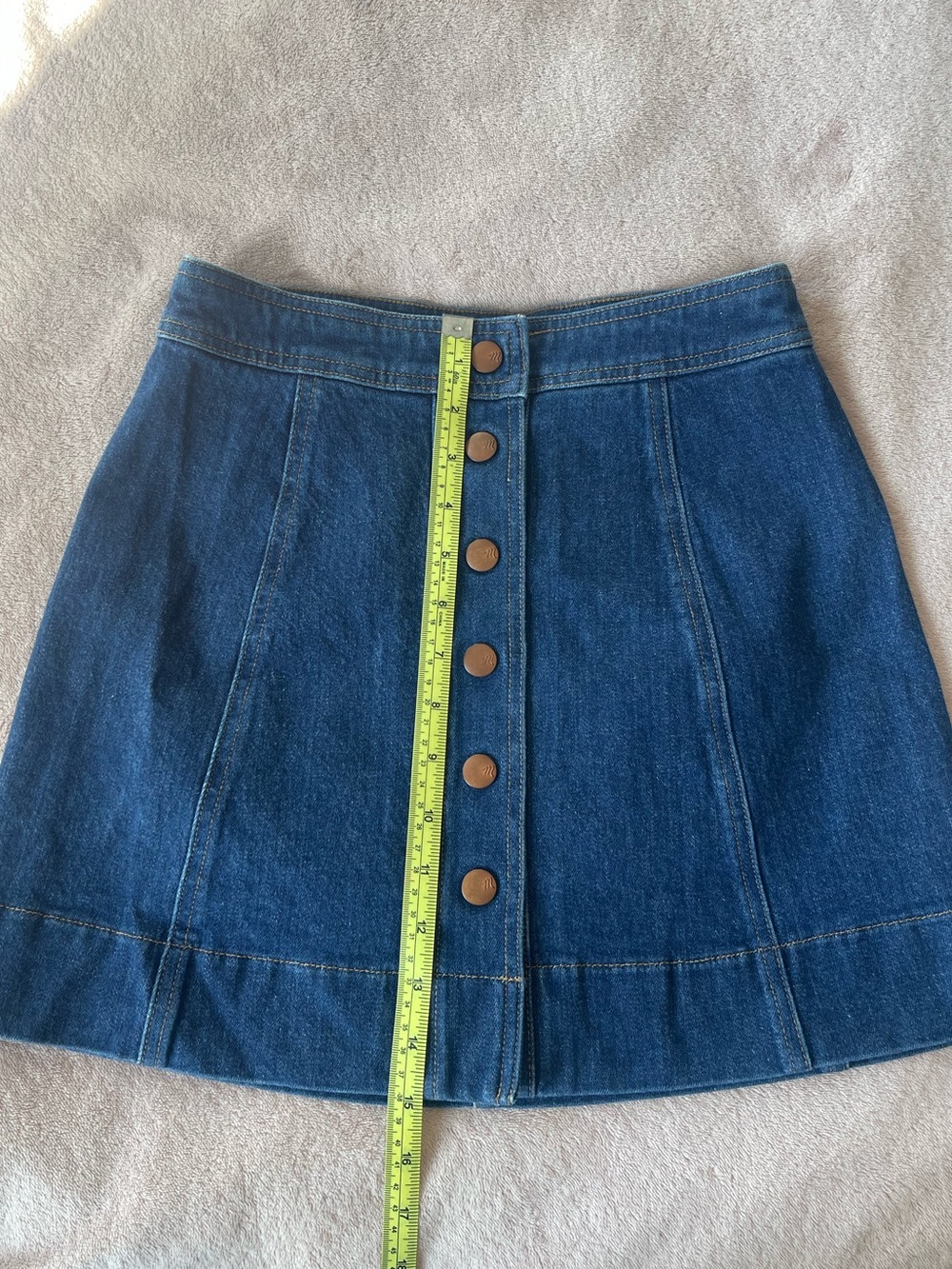 Madewell Dark Blue Denim Button-Front A-Line Mini Skirt (#001) - Picture 7 of 7